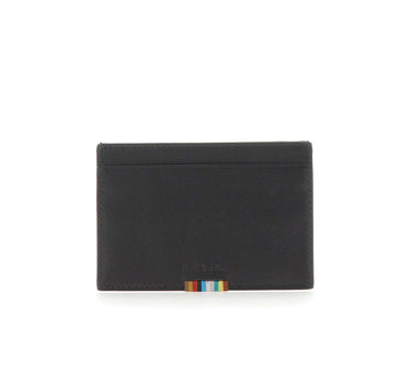 PAUL SMITH Porta carte in pelle con dettaglio "Signature Stripe" BLACK Uomo 