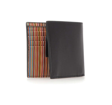 PAUL SMITH Portafogli in pelle con interno "Signature Stripe" BLACK Uomo 