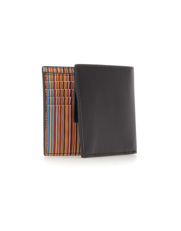 PAUL SMITH Portafogli in pelle con interno "Signature Stripe" BLACK Uomo 