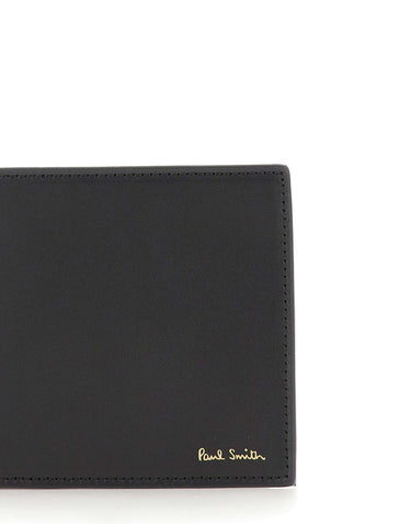 PAUL SMITH Portafogli in pelle con interno "Signature Stripe" BLACK Uomo 