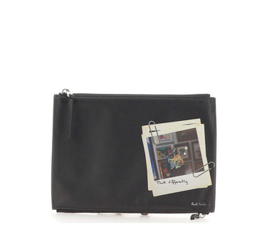 PAUL SMITH Pochette da viaggio in pelle BLACK Uomo 