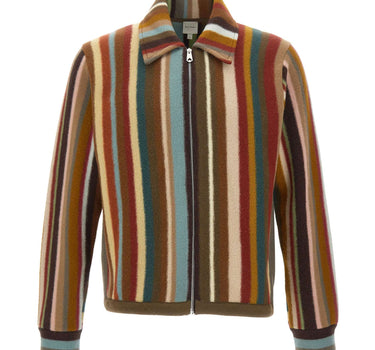 PAUL SMITH Cardigan con zip in lana "Signature Stripe" MULTICOLOR Uomo 