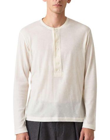 PAUL SMITH Maglia Henley in lana a costine WHITE Uomo 