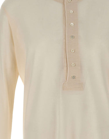 PAUL SMITH Maglia Henley in lana a costine WHITE Uomo 