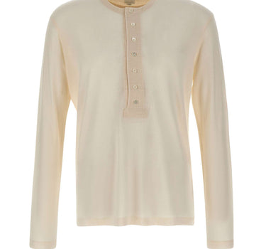 PAUL SMITH Maglia Henley in lana a costine WHITE Uomo 