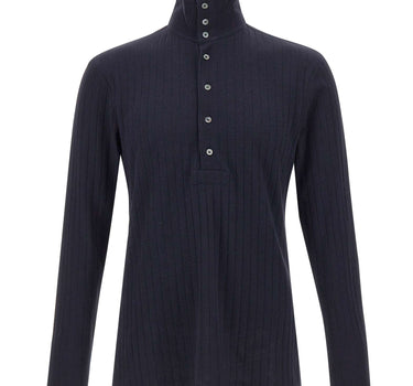 PAUL SMITH Maglia in cotone e lino a collo alto BLUE Uomo 