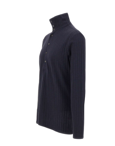 PAUL SMITH Maglia in cotone e lino a collo alto BLUE Uomo 