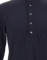 PAUL SMITH Maglia in cotone e lino a collo alto BLUE Uomo 