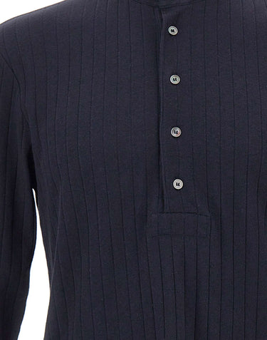 PAUL SMITH Maglia in cotone e lino a collo alto BLUE Uomo 