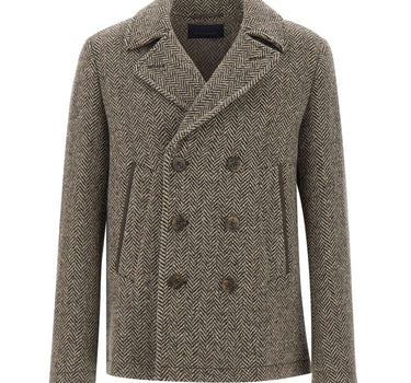 PAUL&SHARK Cappotto doppiopetto in lana chevron BROWN Uomo 