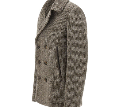 PAUL&SHARK Cappotto doppiopetto in lana chevron BROWN Uomo 