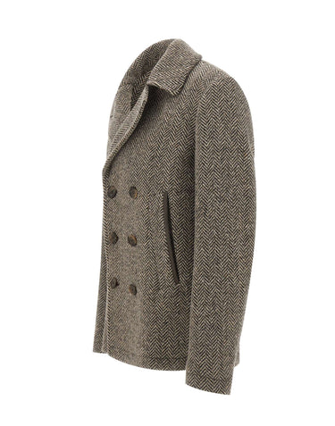PAUL&SHARK Cappotto doppiopetto in lana chevron BROWN Uomo 