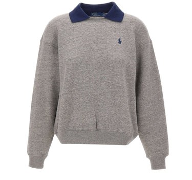 POLO RALPH LAUREN Felpa con colletto polo GREY Donna 