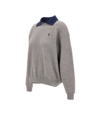 POLO RALPH LAUREN Felpa con colletto polo GREY Donna 