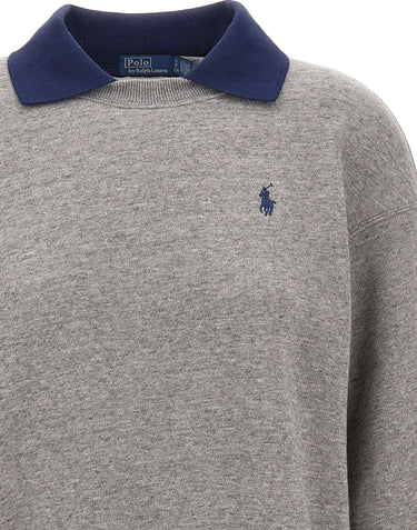 POLO RALPH LAUREN Felpa con colletto polo GREY Donna 