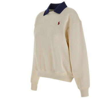 POLO RALPH LAUREN Felpa con colletto polo WHITE Donna 