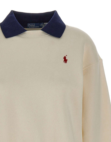 POLO RALPH LAUREN Felpa con colletto polo WHITE Donna 