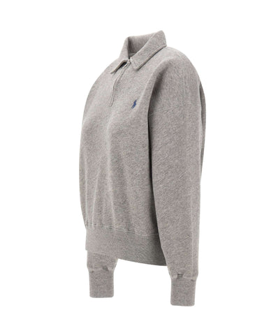 POLO RALPH LAUREN Felpa in misto cotone a mezza zip GREY Donna 