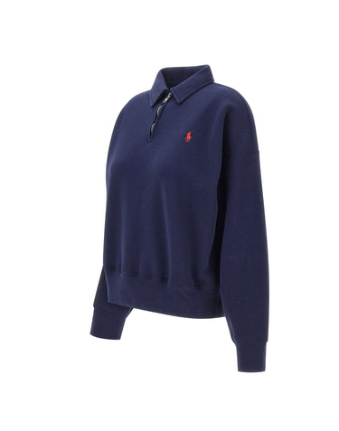 POLO RALPH LAUREN Felpa in misto cotone a mezza zip BLUE Donna 