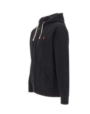 POLO RALPH LAUREN Felpa con cappuccio e zip "M Classic" BLACK Uomo 