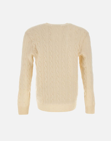 POLO RALPH LAUREN Pullover "Classic" in lana e cashemere WHITE Uomo 