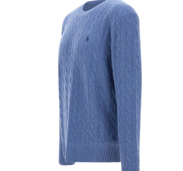 POLO RALPH LAUREN Maglia in lana e cashmere a trecce Light Blue Uomo 