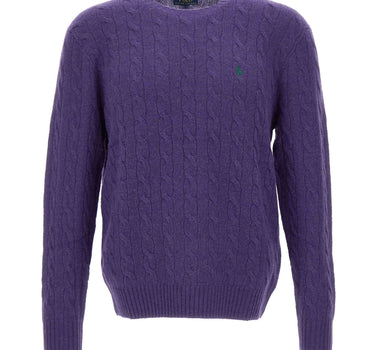 POLO RALPH LAUREN Maglia in lana e cashmere a trecce PURPLE Uomo 