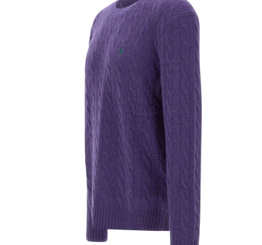 POLO RALPH LAUREN Maglia in lana e cashmere a trecce PURPLE Uomo 