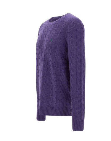 POLO RALPH LAUREN Maglia in lana e cashmere a trecce PURPLE Uomo 