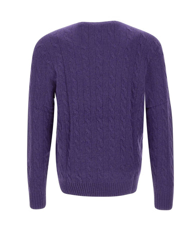 POLO RALPH LAUREN Maglia in lana e cashmere a trecce PURPLE Uomo 