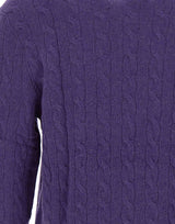 POLO RALPH LAUREN Maglia in lana e cashmere a trecce PURPLE Uomo 