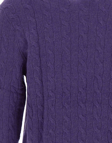 POLO RALPH LAUREN Maglia in lana e cashmere a trecce PURPLE Uomo 