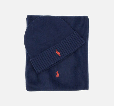 POLO RALPH LAUREN Set berretto e sciarpa "Classics" BLUE Uomo 