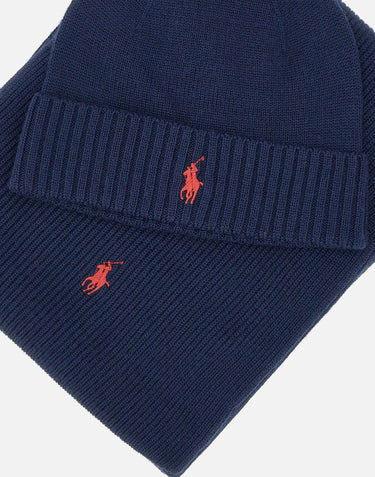 POLO RALPH LAUREN Set berretto e sciarpa "Classics" BLUE Uomo 