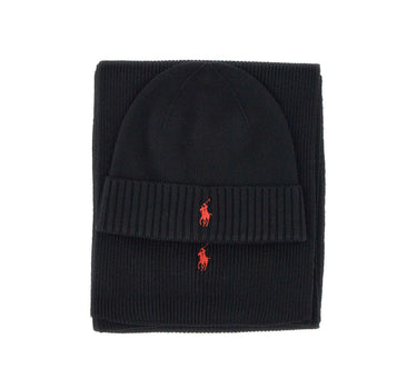 POLO RALPH LAUREN Set berretto e sciarpa "Classics" BLACK Uomo 