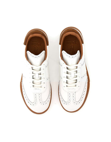 POLO RALPH LAUREN Sneakers "Heritage Aera Brogue" WHITE Uomo 