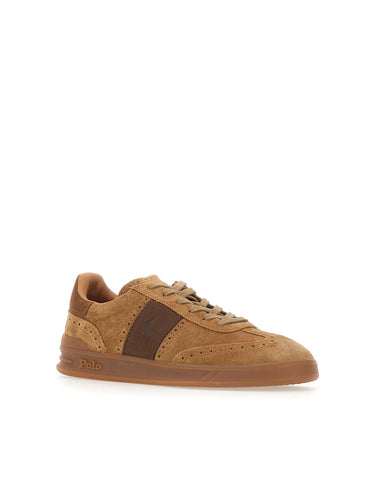 POLO RALPH LAUREN Sneakers "Heritage Aera Brogue" in camoscio BROWN Uomo 