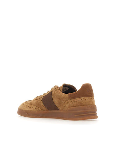 POLO RALPH LAUREN Sneakers "Heritage Aera Brogue" in camoscio BROWN Uomo 