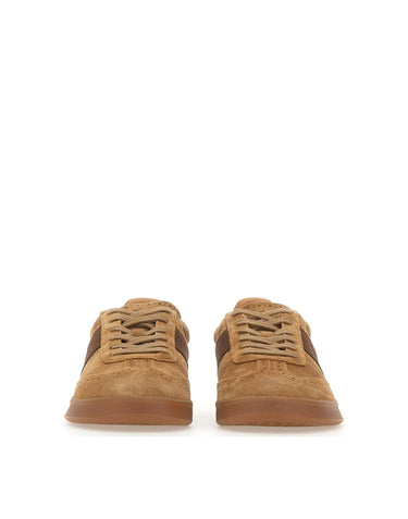 POLO RALPH LAUREN Sneakers "Heritage Aera Brogue" in camoscio BROWN Uomo 