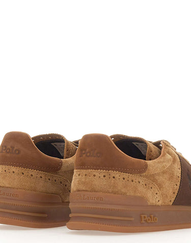 POLO RALPH LAUREN Sneakers "Heritage Aera Brogue" in camoscio BROWN Uomo 