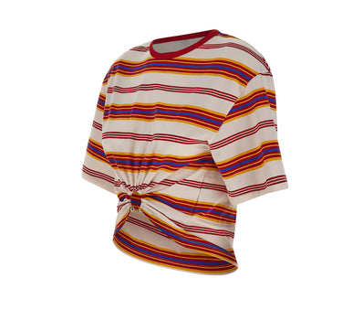 T-shirt a righe con arricciatura 25AJT0539C00610 V373 RABANNE 