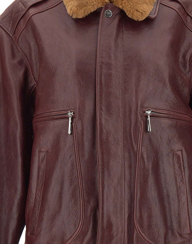 RABANNE Giacca bomber in pelle RED Donna 