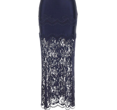 Gonna midi in pizzo e jersey 26AJJU021PA0170 P481 RABANNE 