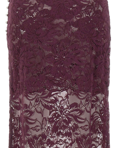 RABANNE Gonna midi in pizzo PURPLE Donna 