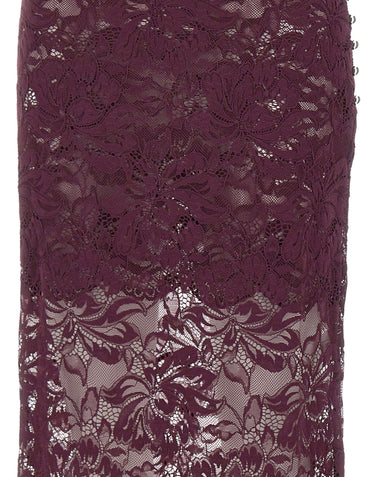 RABANNE Gonna midi in pizzo PURPLE Donna 