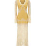 RABANNE Abito lungo in jersey e pizzo YELLOW Donna 