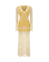 RABANNE Abito lungo in jersey e pizzo YELLOW Donna 