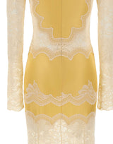 RABANNE Abito lungo in jersey e pizzo YELLOW Donna 