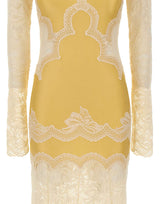 RABANNE Abito lungo in jersey e pizzo YELLOW Donna 