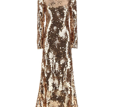 RABANNE Abito lungo con paillettes GOLD Donna 